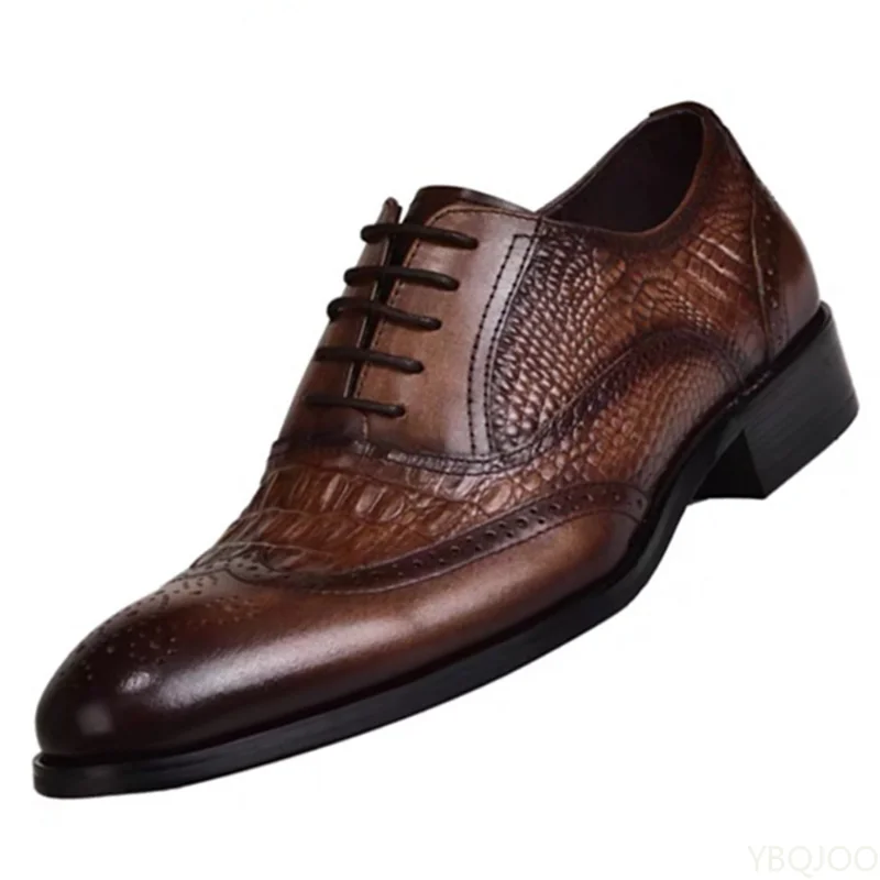 Men casual shoes Brock Oxford retro crocodile leather men formal spring and autumn new 's for 2023