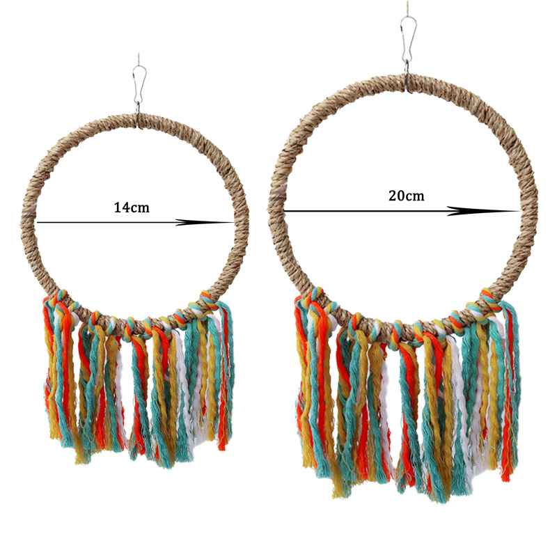 Pet Bird Parrot Toy Cotton Rope Hanging Cage Swing Rope Ring Stand Climb Toy Cockatiels Chewing Training Toy Bird Supplies