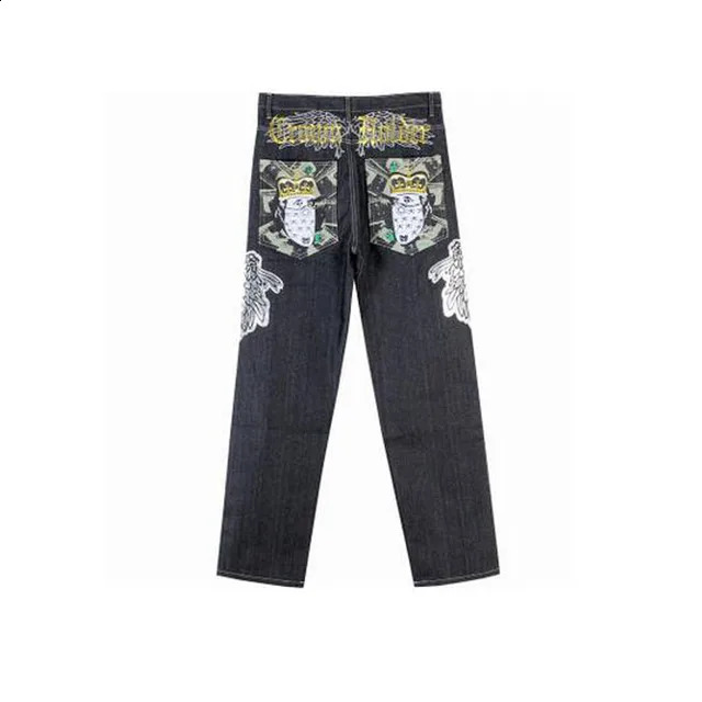 2023 Mens Black Baggy Jeans Hip Hop CHOLYL Skateboard Pants loose Style True HipHop Rap Boy size30 240823