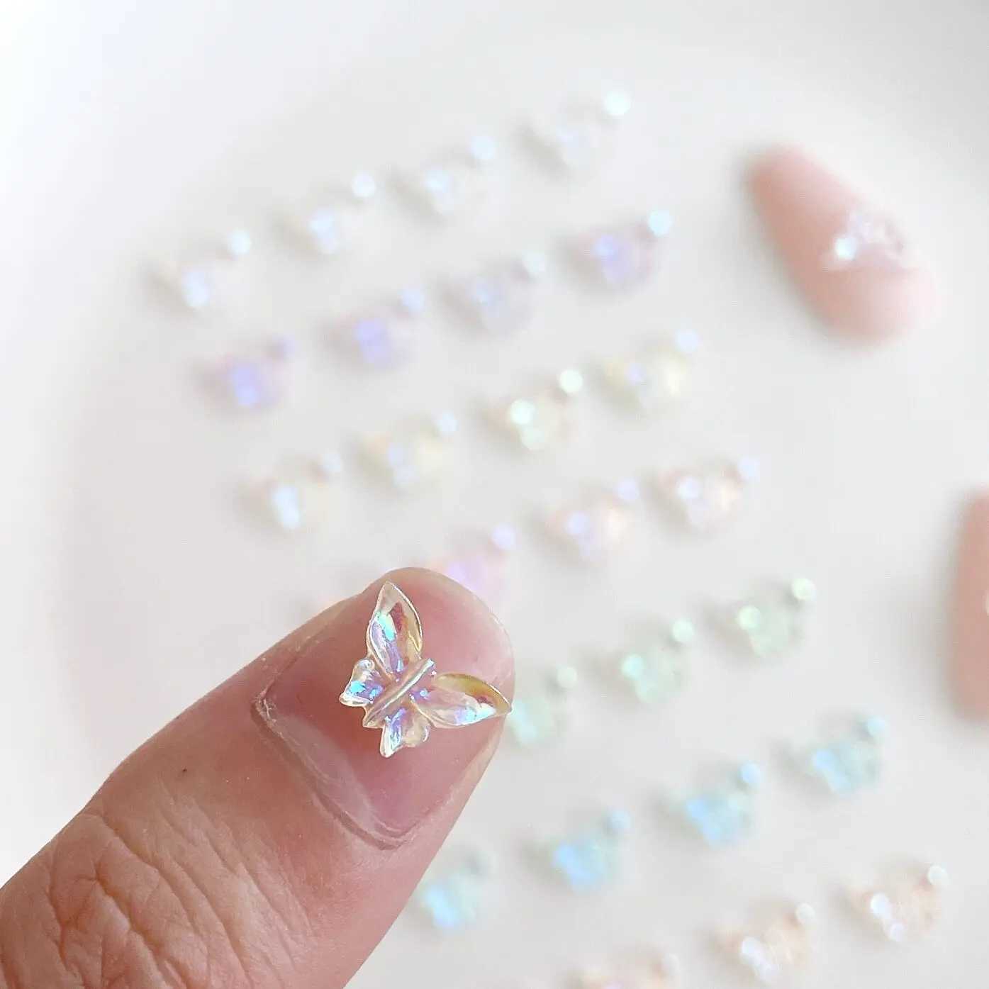 60 Aurora Butterfly Nail Charm Sparkling 3D Acrylic Nail Decoration Materials Manicure Kawaii Accessories W240829