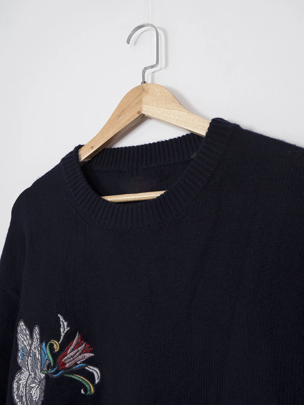 ZESSAM Letter Butterfly Embroidery Jacquard Cashmere Woman Sweater Long Sleeve ONeck Female Pullover Classic Retro Lady Top 240827