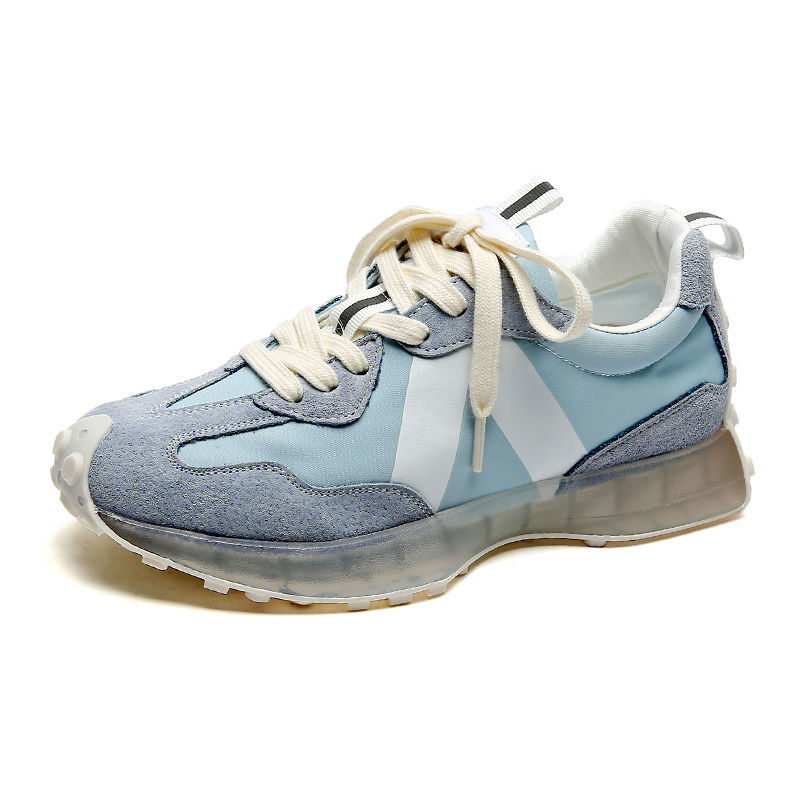 Blue Platform Women Casual Lace Up Thick Sole Woman Beige Chunky Sneakers Leather Vulcanize Shoes