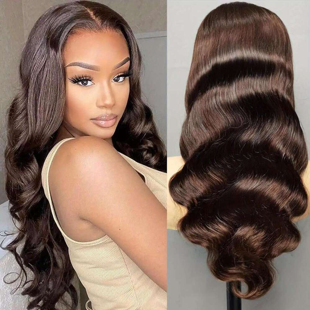 Chocolate Brown Front Wig 4x4 Body Wave Lace Frontal 100% Brazilian Human Hair Wigs For Women