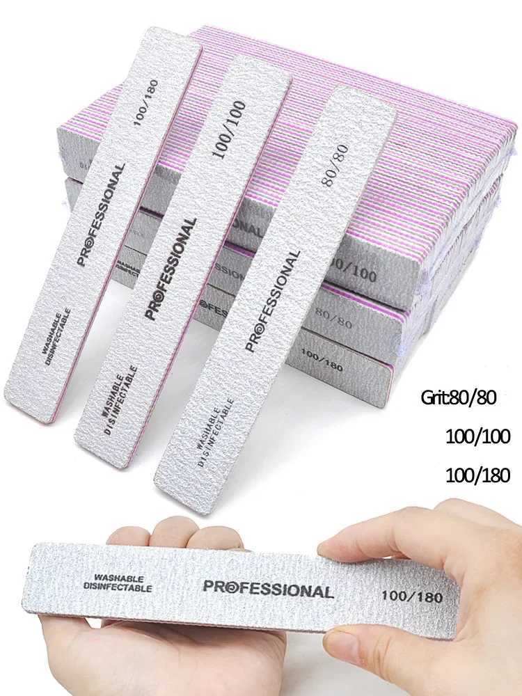 Nail file professional sandpaper 80/100/180 grit double-sided square polishing washable nail file manual tool W240829