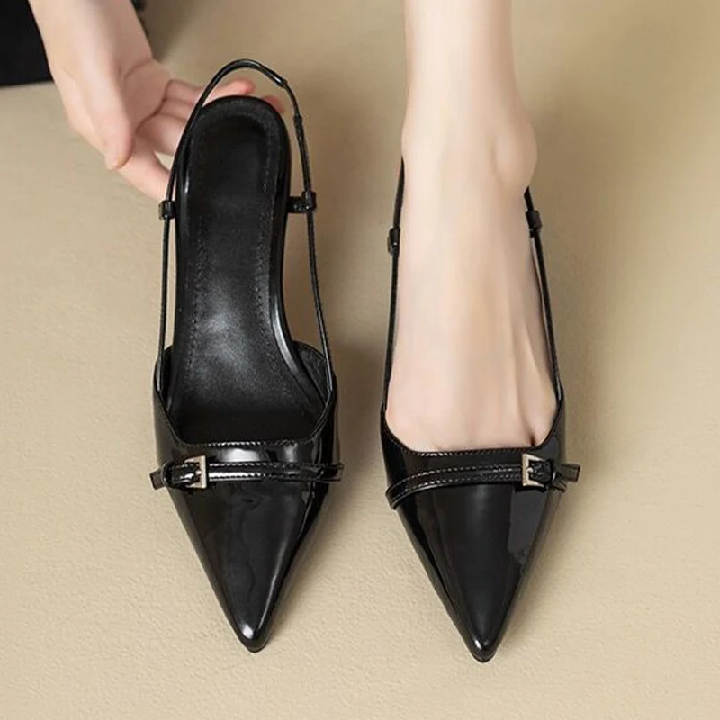Pointed Toe Sexy Mid Heels Party Women Sandals Designer Summer Brand Pumps Slingback Casual Shoes Dress Slippers