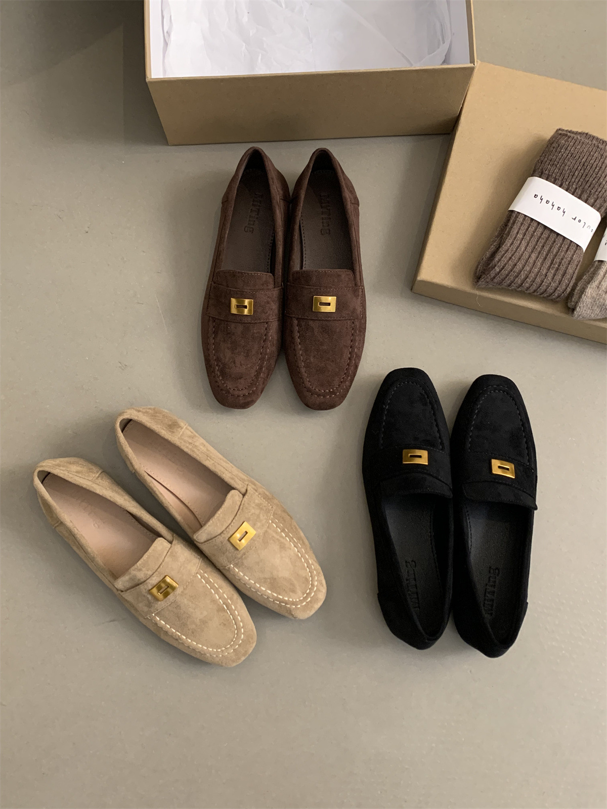 Suede Quality Loafers Women Flat Casual Leather Metal Decor Slip on Mules Spring Summer Walk Runner Shoes Woman ab5e ac52