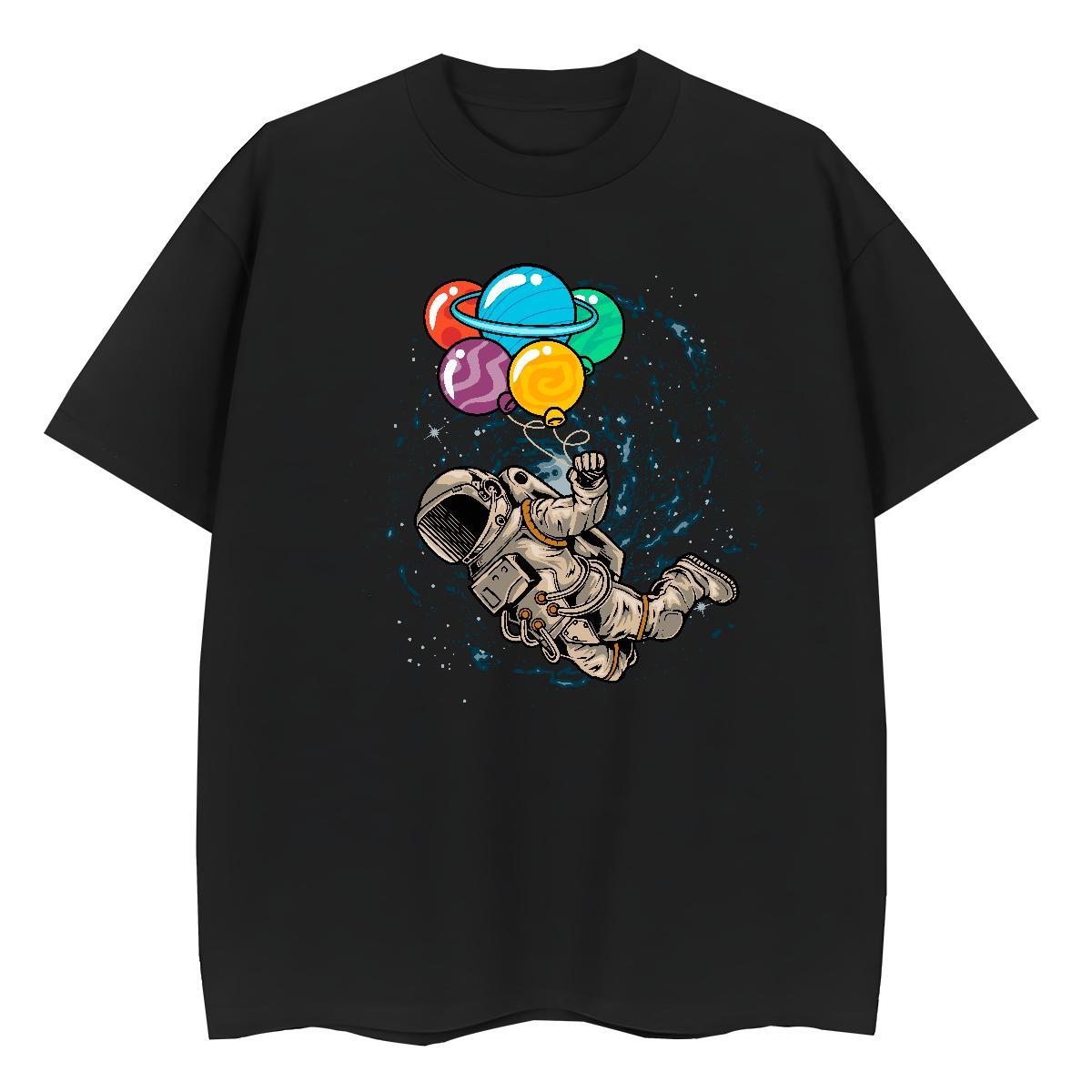 Loose fit Woman Tshirt 230g Pure Cotton spaceman Sports Casual Womens T Shirts Breathable Crew Neck Customized Print Clothings