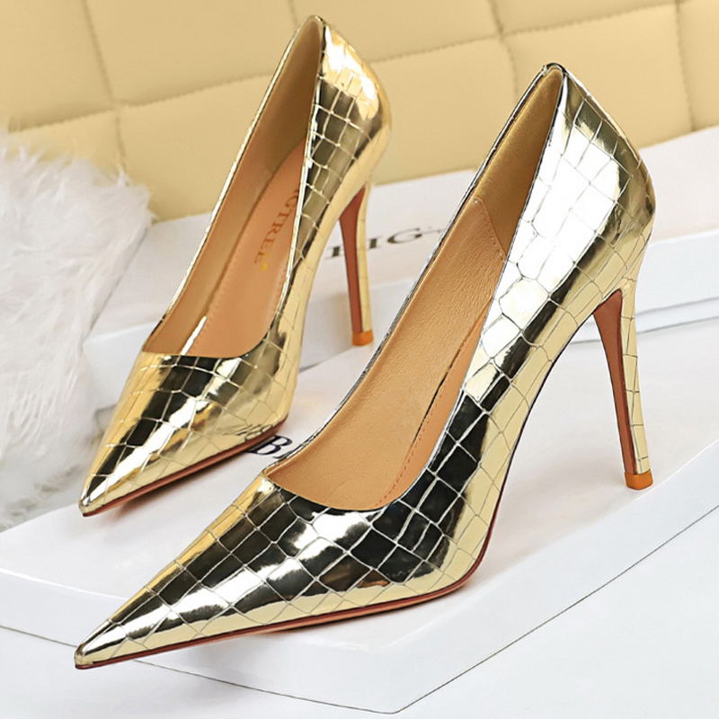 Metal BIGTREE Stone Pattern Woman Pumps Quality High Heels Wedding Stiletto urious New Sexy Banquet Shoes 2023 fea0