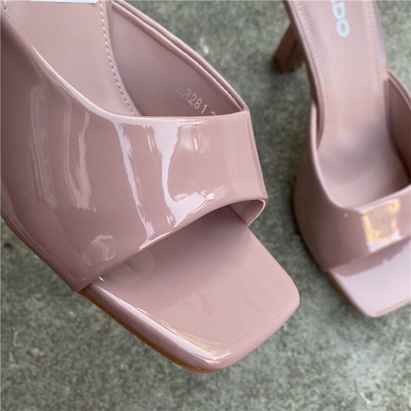 New Shoes European and American Fashion Square Head Thin High Heel Sexy Slippers Women atos De Mujer 2025