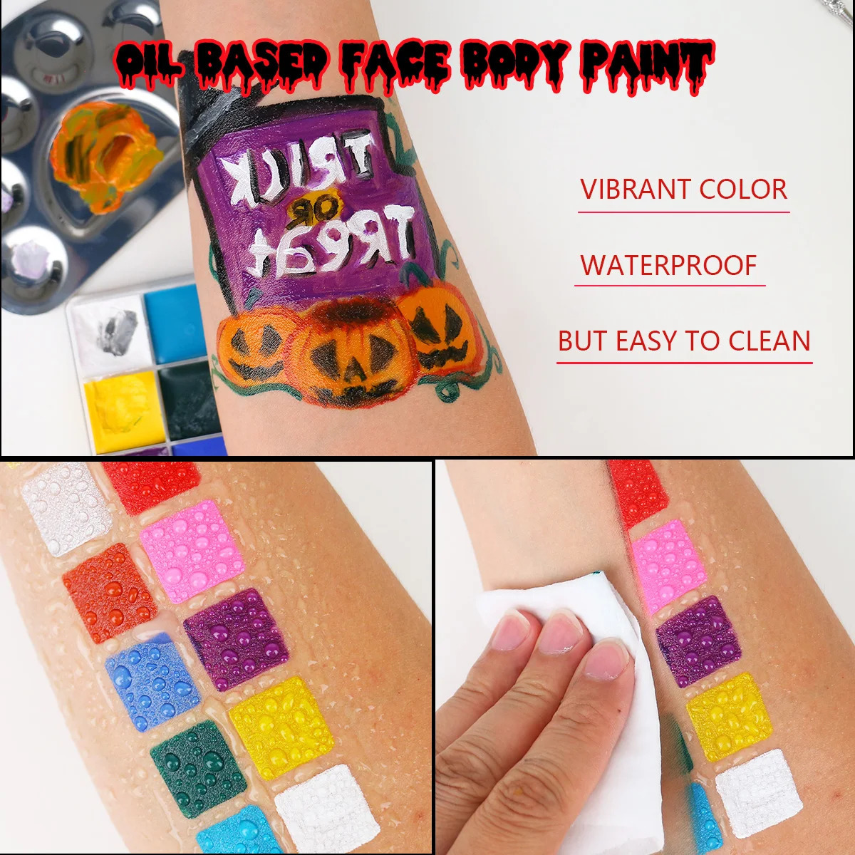 Bowitzki Halloween Makeup Special Effects Oil Body Painting Fake Blood Scar Wax Coating Sponge Brushing Ash Powder 240829