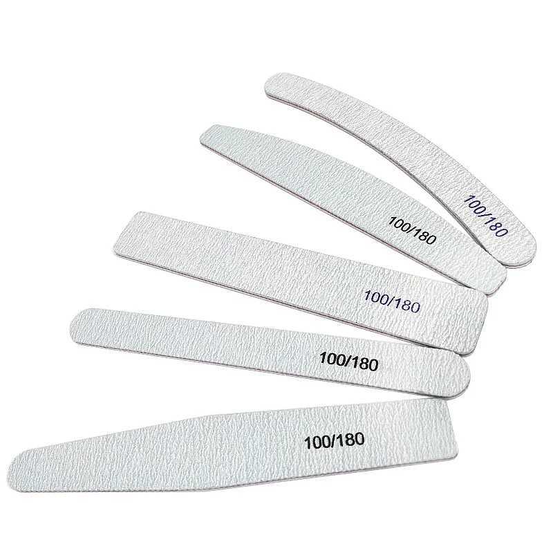 Five professional nail files 100/180 gel varnish set rubber polishing surface sander W240829
