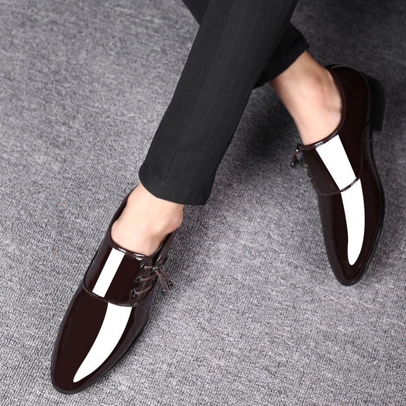 Trending Italian Patent for Business Shoe Lace Up Oxfords Plus Size Male Wedding Party Shoes Men Black Leather b5e4