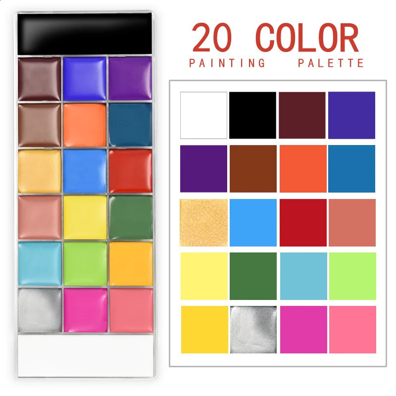20 color body art painting kit stage makeup waterproof Halloween Christmas oil-based painting palette 240829