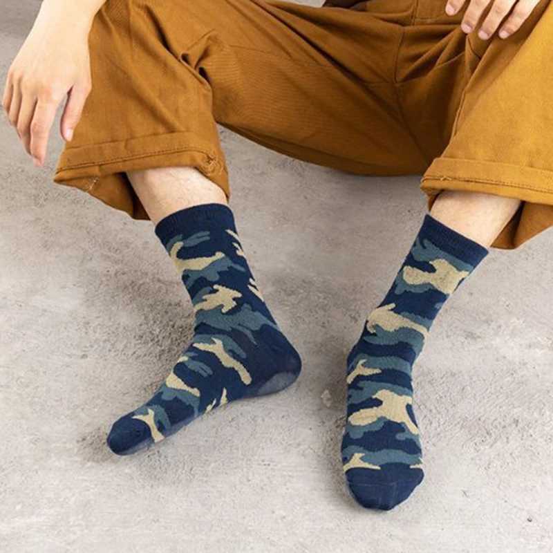 Men's Socks Urgot Brand 5 Pairs Autumn And Winter Mid-tube Camouflage Socks Thick Large Size Socks Mens Long-tube Cotton Socks Y240830XJN2