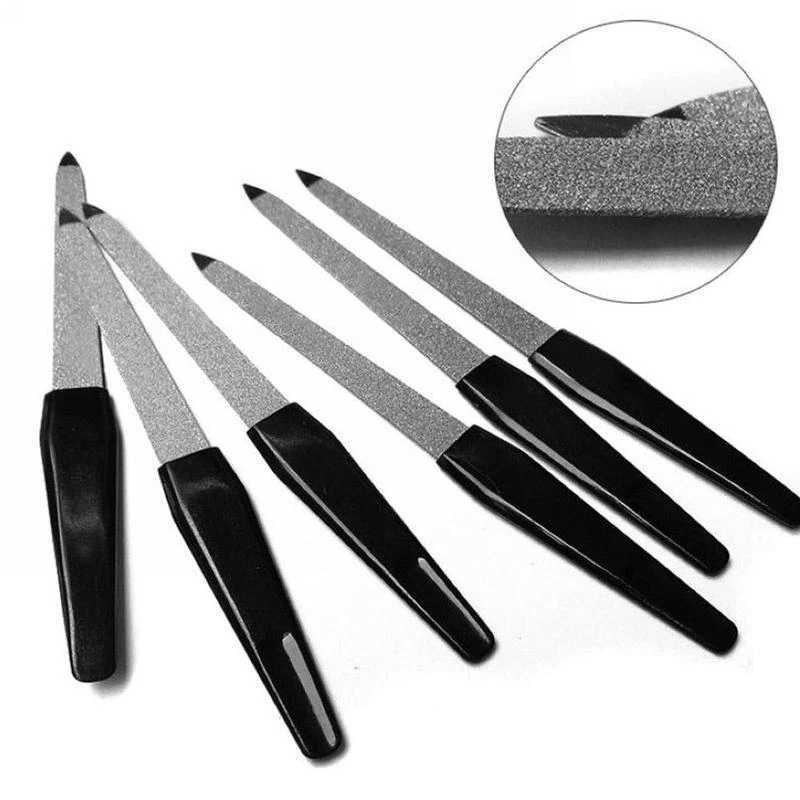 New metal double-sided nail file tool plastic handle light nail file DIY professional processing tool for UV gel polishing W240829