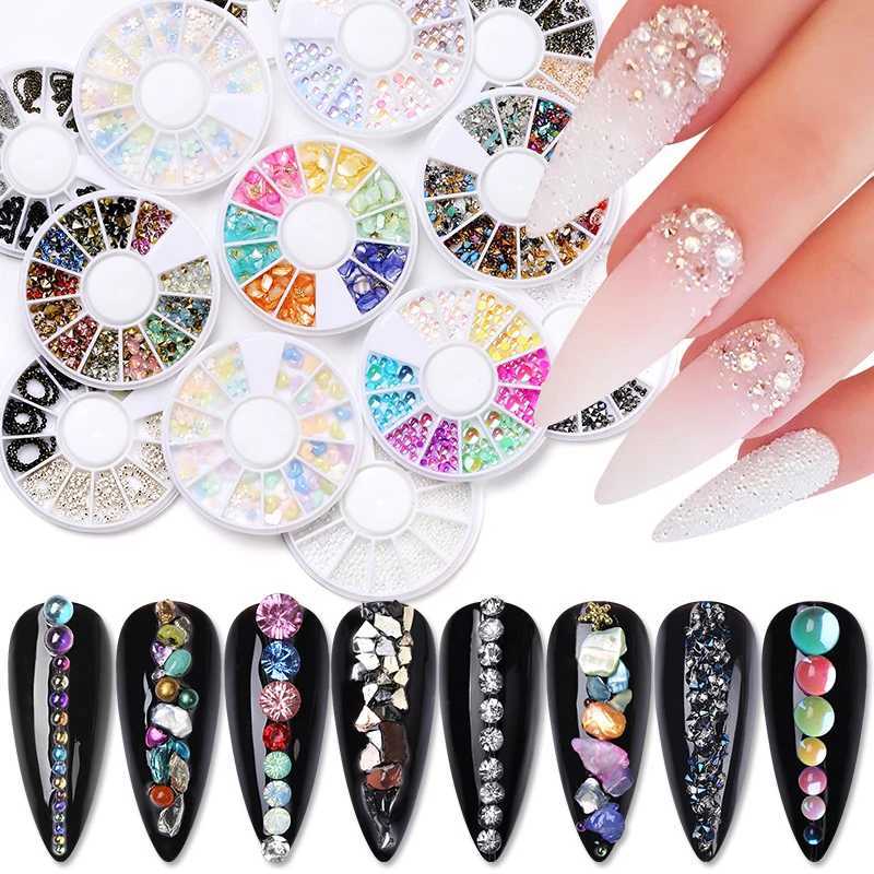 Pict You 3D Sharp Bottom Opal Nail rhinestone Sparkling Small Irregular Beads Stone Processing Nail Decoration Wheel Tool W240829