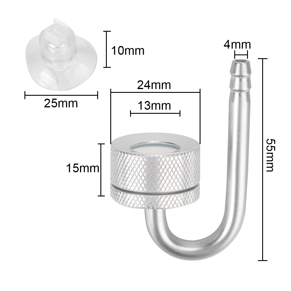 Fish Tank Bubble Atomizer With Suction Cup For Aquatic Plant Growth Silver Aquarium CO2 Diffuser CO2 Generato