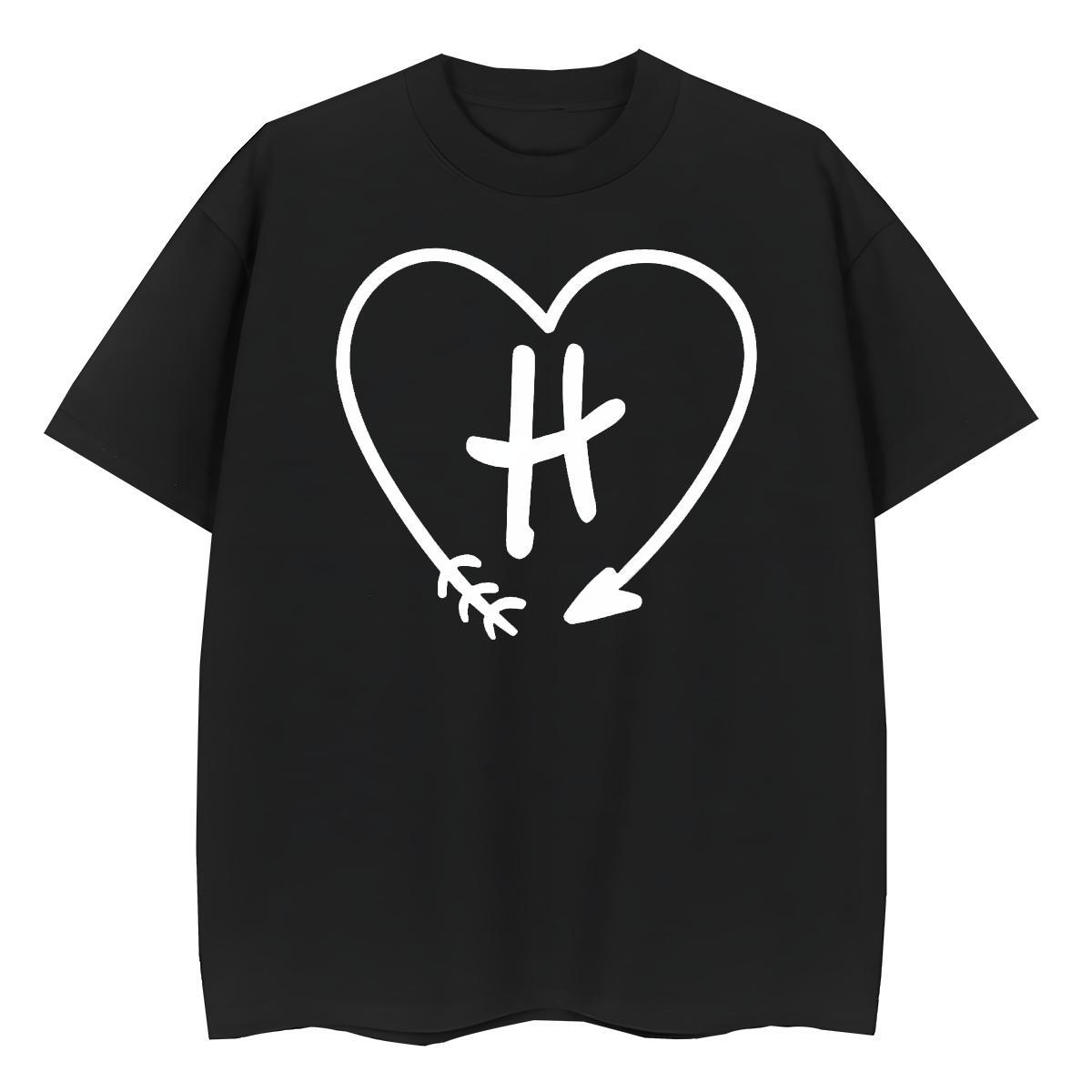 Loose Women Tees 230g Cotton heart Daily Wear T-Shirts for Women Breathable Crew Neck DIY Printed Clothes