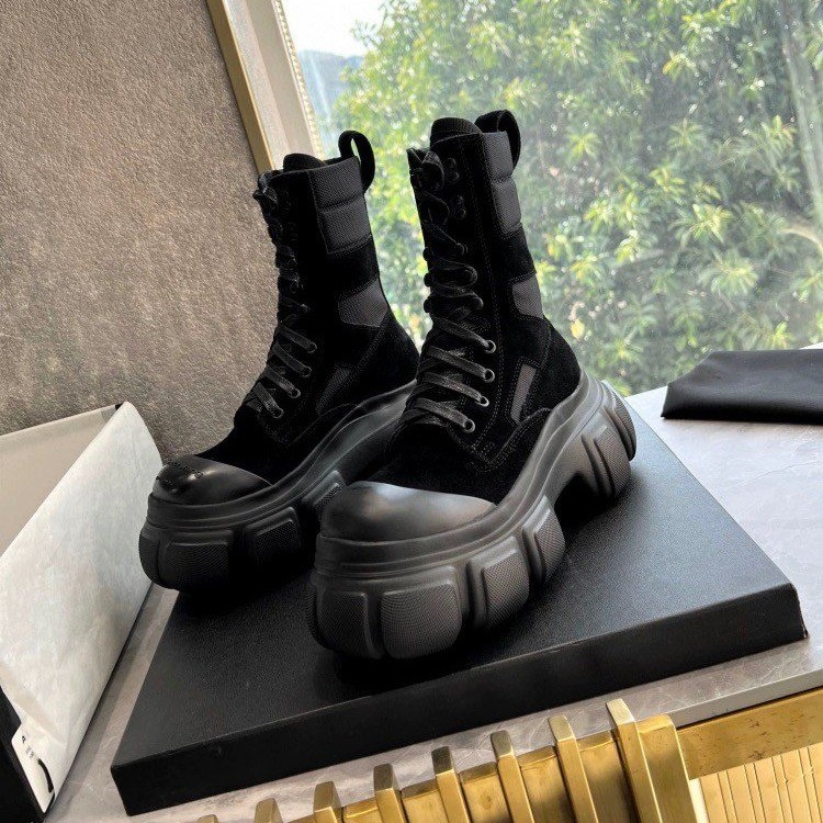 Designer 2023 New Women Ankle Boots PU Leather Thick Sole Lace Up Combat Booties Female Autumn Winter Platform Shoes Woman