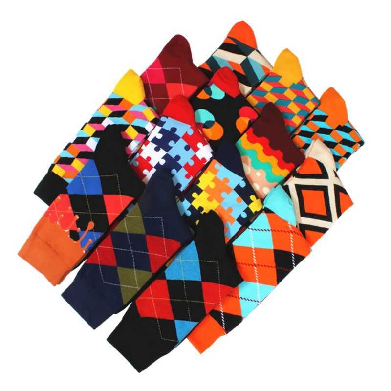 Men's Socks 5 Pairs/Lot Mens Socks High Quality Soft Breathable Cotton Socks Business Casual Happy Funny Fashion Clothing Socks Y2408301IFS
