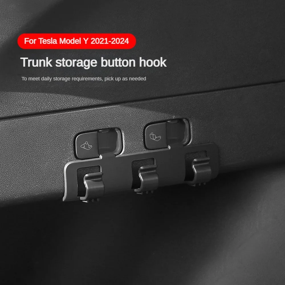 Rear Trunk Button Hook For Utor28 Tesla Model Y Buckle Hanging Tidying Storage Holder Clip Lage Bag Umbrella Hanger Accessories