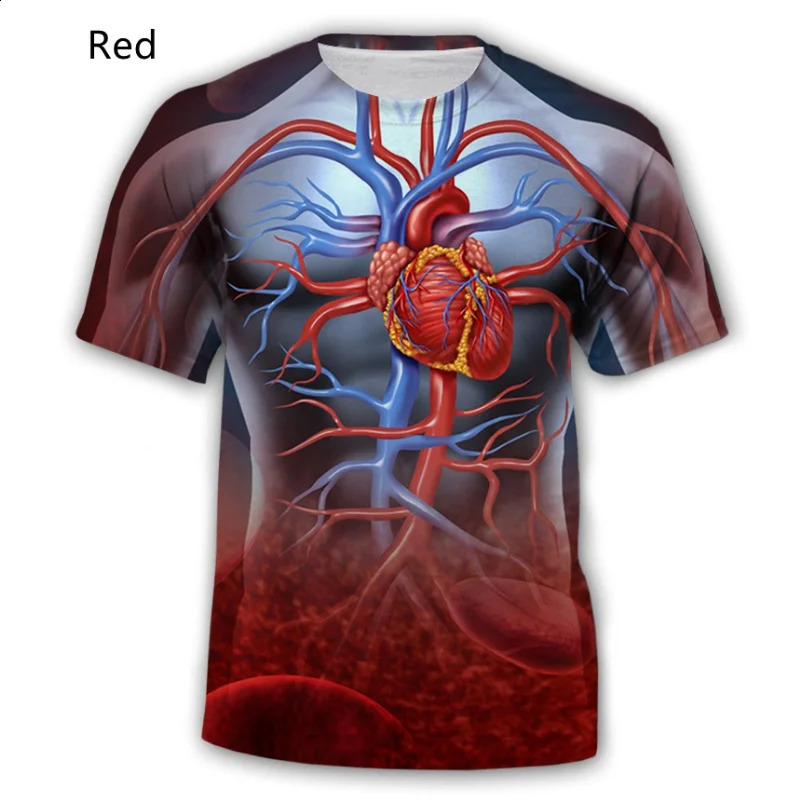 Skeleton Internal Body Organs Digestive System 3D Printed T-shirt Summer Short sleeved T-shirt Neutral Breathable Shoulder Clothing 240829
