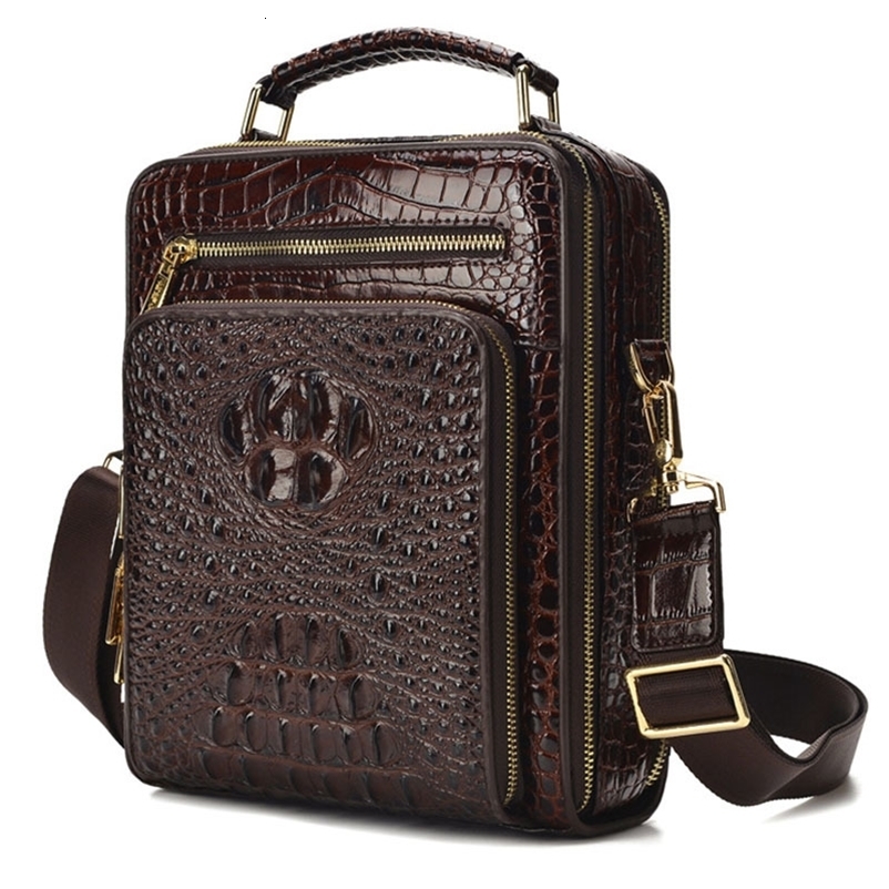 pattern mens bag business men shoulder messenger bag casual handbag Cowhide leather vertical Tote bag small briefcase 240829CJ