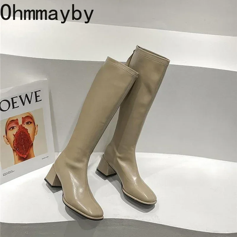 Woman Slim Fashion Women Knee-High High Heel 2024 Women's Shoes Winter Soft Leather Long Boots 2602 's