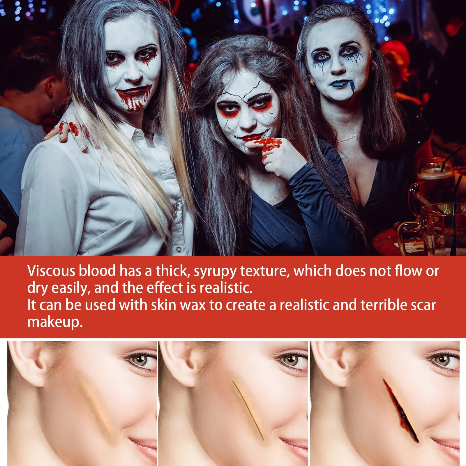 Halloween fake blood makeup set terrifying atmosphere forced skin wax fake blood makeup set role-playing makeup holiday body painting 240829