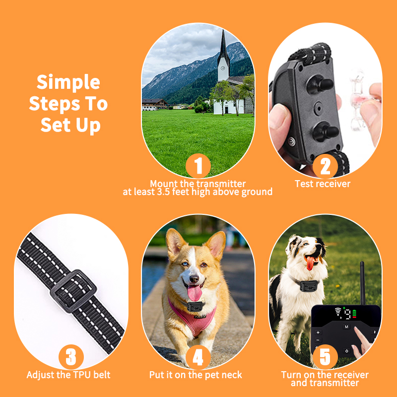 2 IN 1 Wireless Dog Electric Fence & Electric Shocker Training Collar Remote With Adjustable Beep Vibration Shock Rechargeable