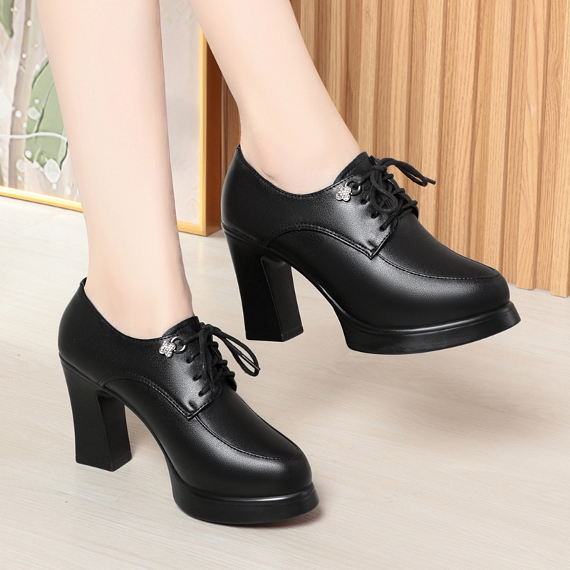 AIYUQI Women's High Heels Platform 2024 New Spring Women Dress Shoes Fashion Lace-up Women's Office Shoes
