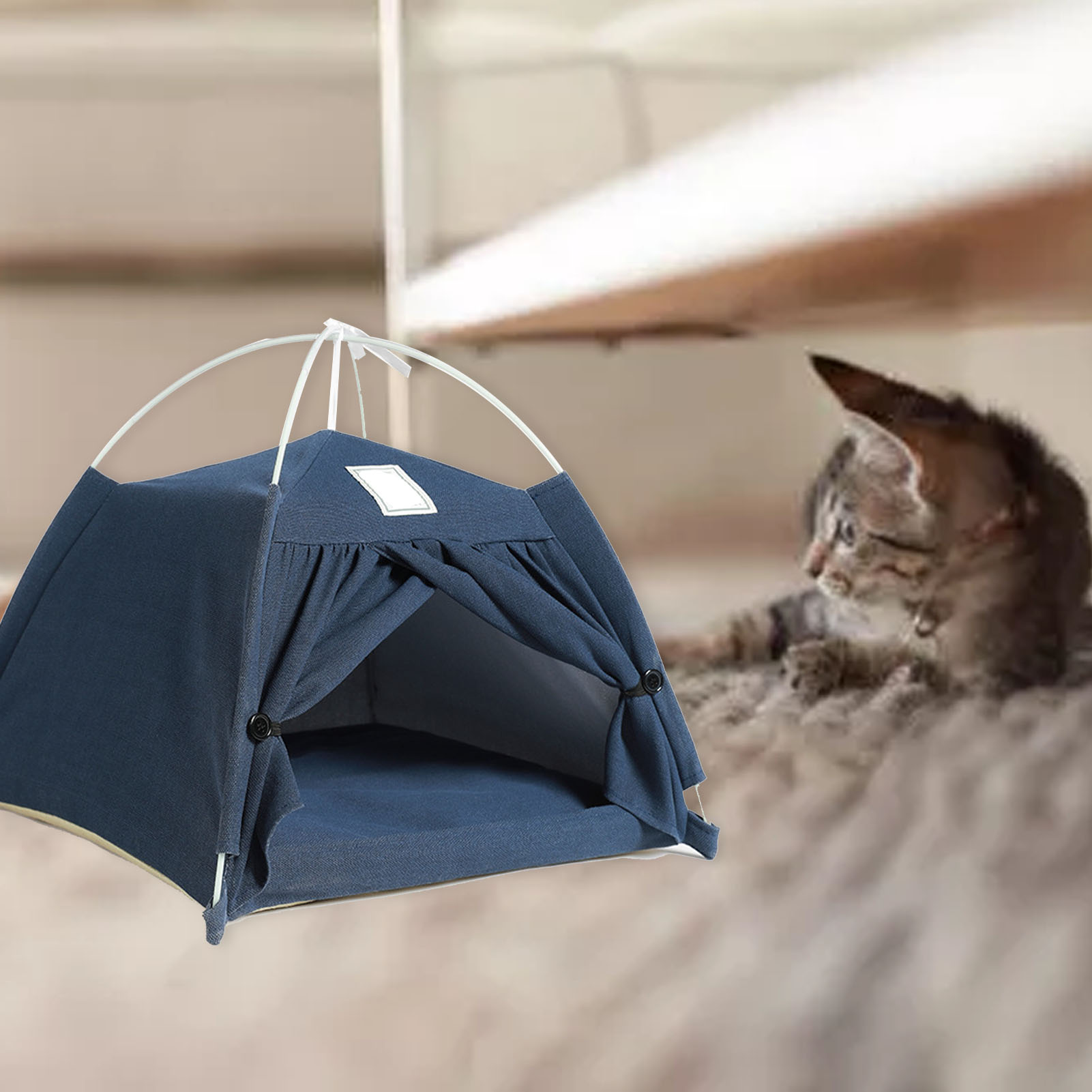 Warm Pet Sleeping Tent Removable Cotton Linen Pet Indoor Tent For Cats Dogs Small And Medium Sized Pets