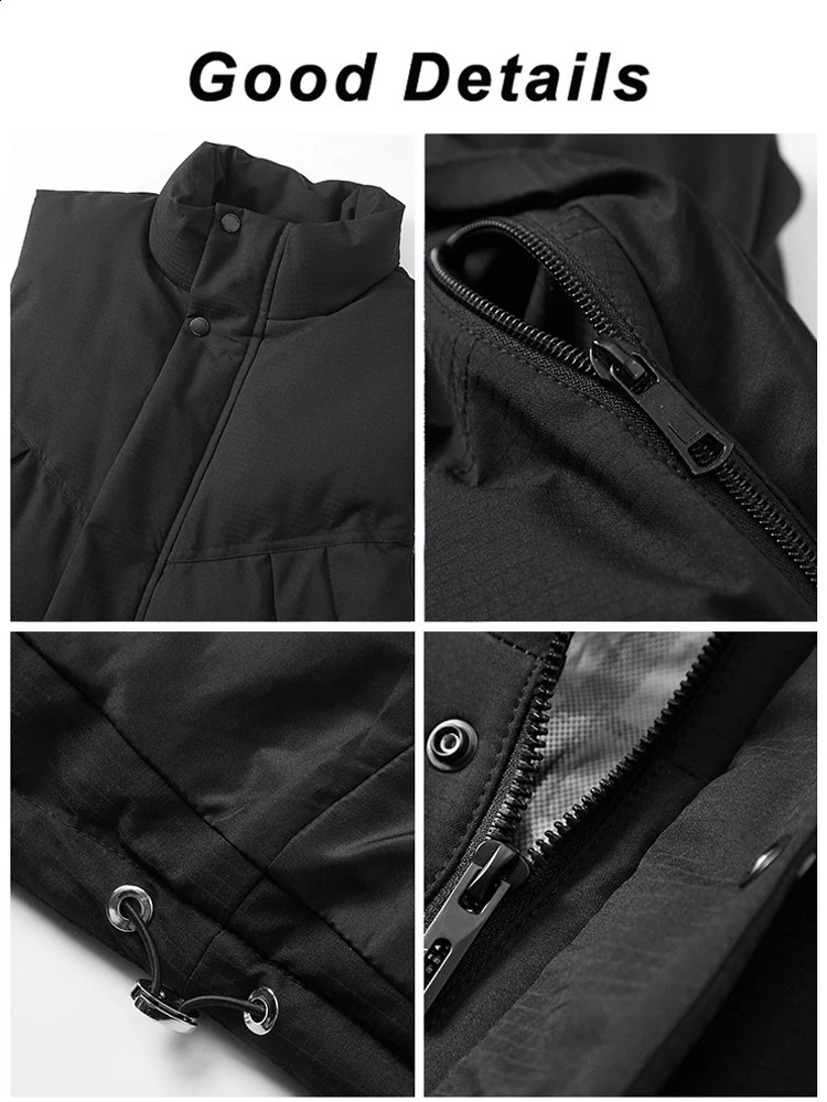 Winter Mens Vests Korean Fashion Stand Collar Cotton Padded Thick Warm Sleeveless Jacket Windproof Thermal Gilet Coats 240829