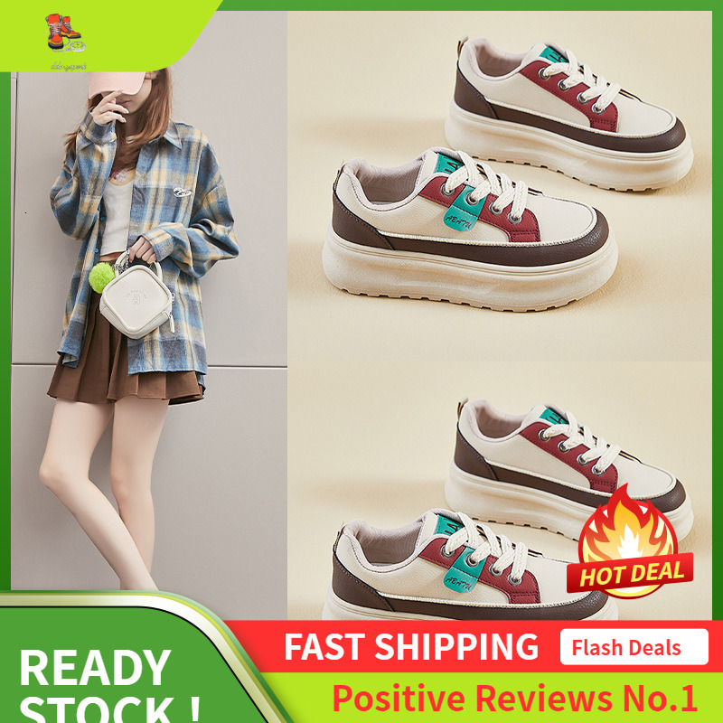 Ddmysports Autumn White New Korean Version Ins Female Student Thick Soled Height Increasing Sports Board Casual Shoes ZY OUTDOOR