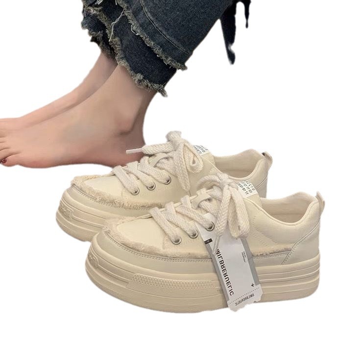 Women's versatile Korean style thick soled canvas shoes casual board shoes