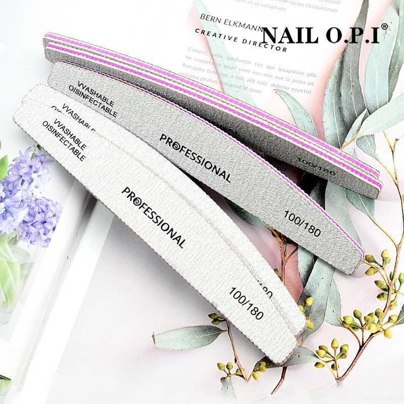 5/10 pieces of professional nail buffer black grey double faced acrylic nail file sandpaper 80 100 180 for UV gel polishing tool W240829