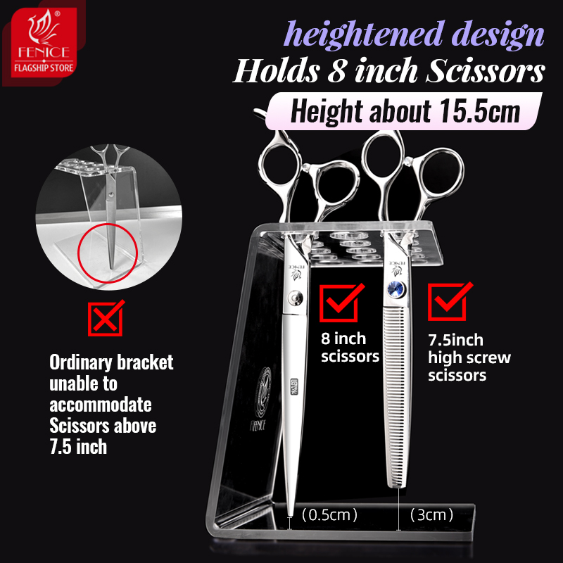 Fenice Scissors Holder Racks Professional Barber Pet Shears Display Stand Acrylic Beautician Organizer Hairdressing Accessories