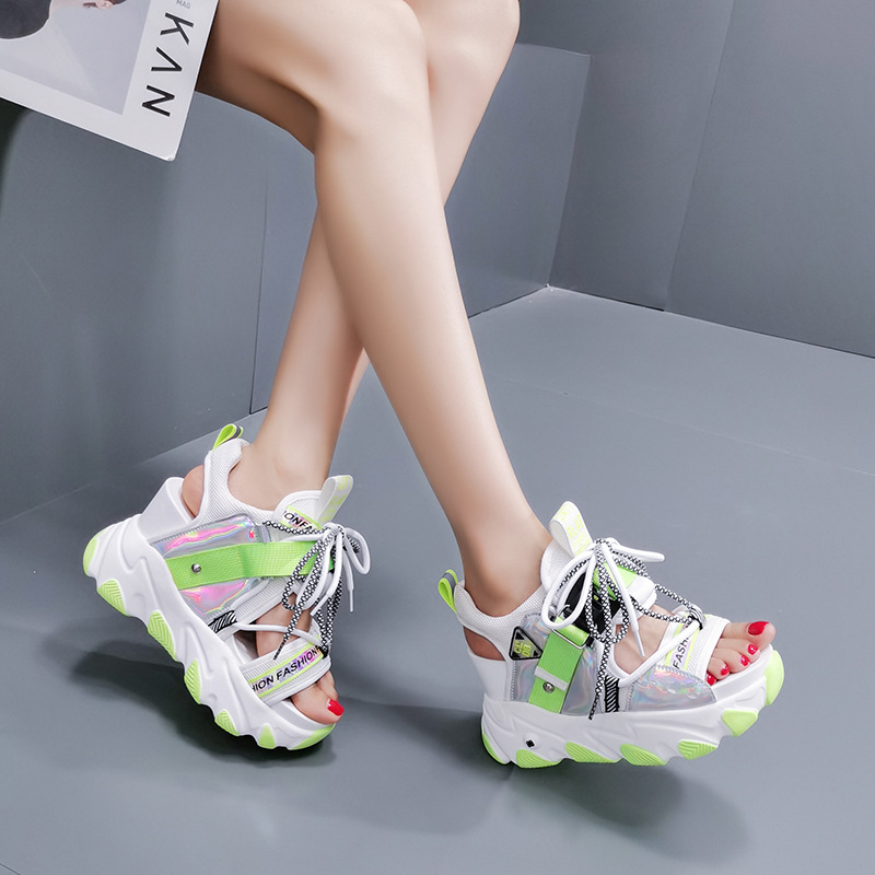 Leisure Lady Platform Chunky Sandals Mixed Color shoes lace Buckle Punk Sandals Women Open Toe Beach Casual Shoes Woman