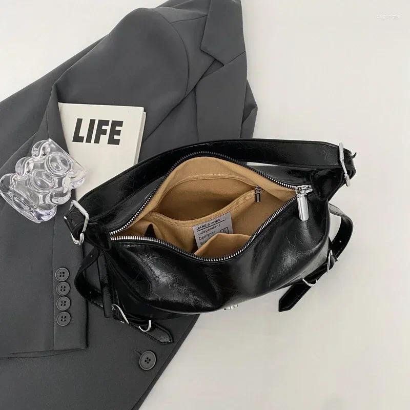 Shoulder Bags Y2K Vintage Designer Elegant Red Pu Leather Buckle Wallets Bag Aesthetic Purse Crossbody Handbag Tote Women
