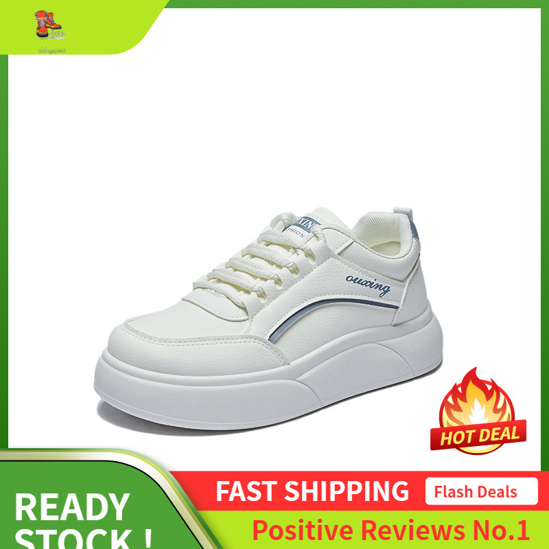 Ddmysports Spring Little White New Korean Edition Instagram Female Students Thick Sole Eightened Sports Board Shoes Leisure Street Shoot S OUTDOOR