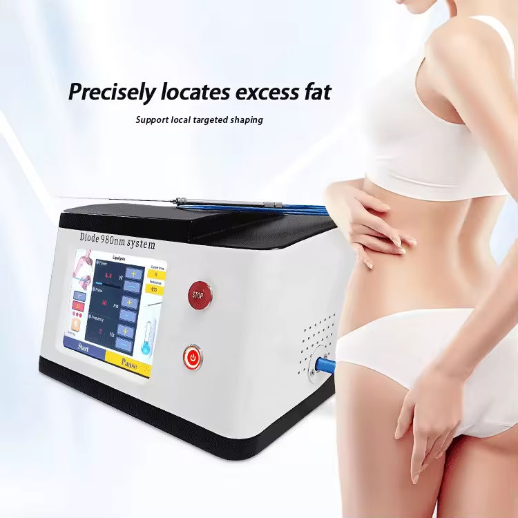 Top Notched 980nm Diode Laser Lipolysis Device for Weight Loss Body Slimming 980 1470 Optic-fiber Coupling Skin Tightening Face Line Sculpting Machine