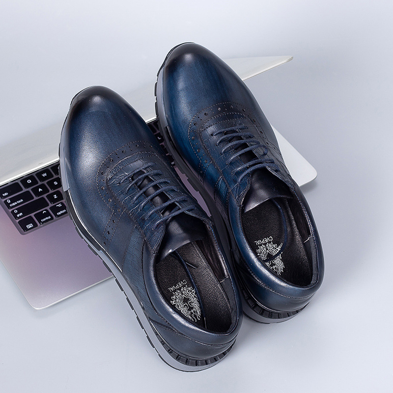 Men's Casual Shoes Lace Up Genuine Leather Men's Oxfords Outdoor Men Shoes Non-slip Men's Sneakers Zapatillas Hombre