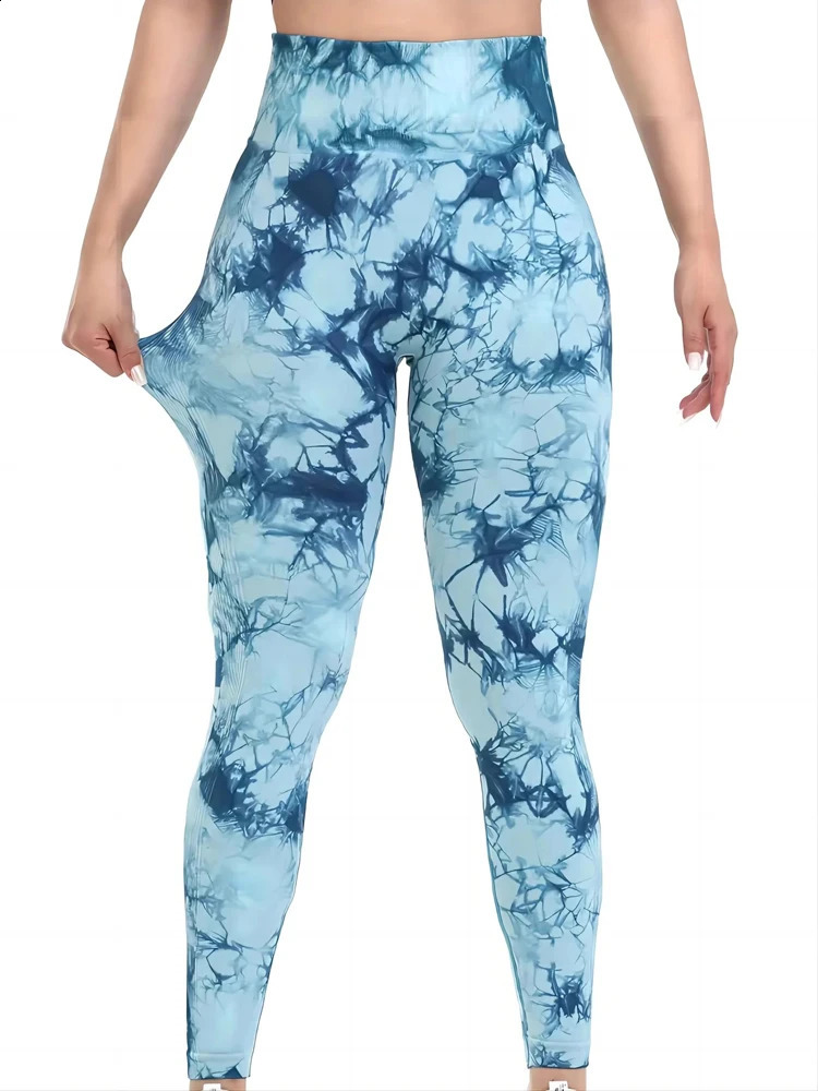 Womens Tie-Dye Leggings Casual Seamless Gym Leggings Peach Butt High Waist Butt Pants Stretch Fitness Yoga Workout Pants 240829