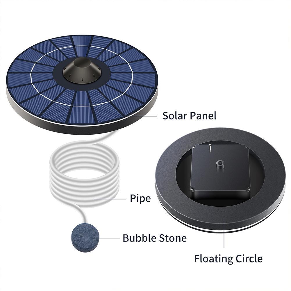 Solar Water Air Pump Fish Tank Oxygenator Air Oxygen Pump Aerator With Air Bubble Stone,for Gardening Water Circulation Pond