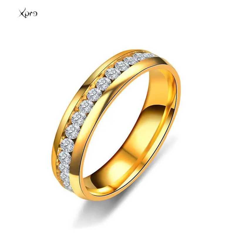 Fashion Crystal Stainless Steel Couple Ring Mens Titanium Steel Wedding Ring Engagement Ring Anniversary Jewelry Gift W240829