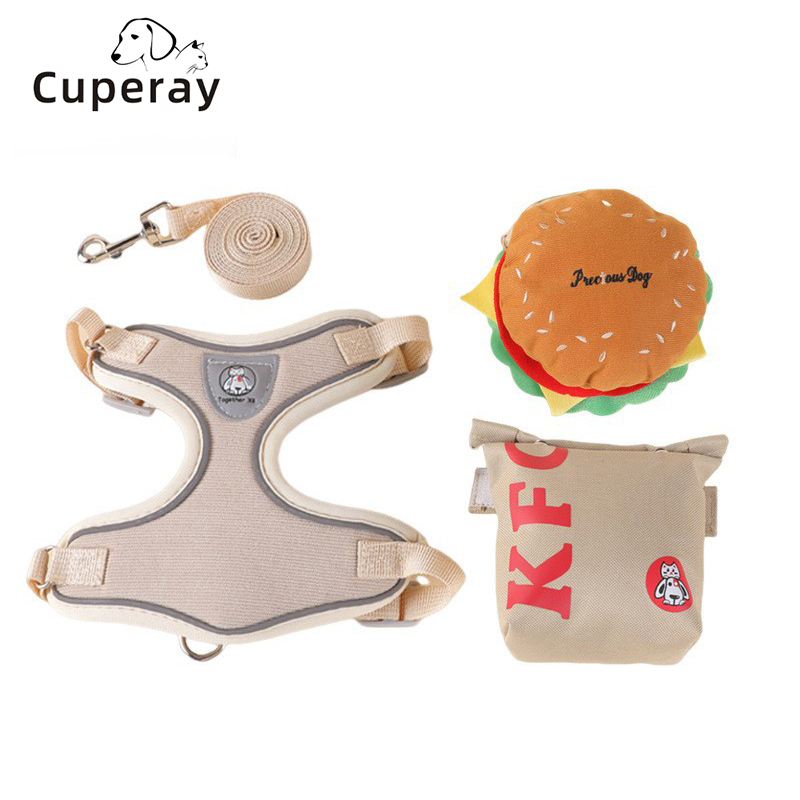 No Pull Dog Harness with 150cm Dog Leashes,Lightweight Soft Adjustable No Choke Escape Proof Pet Harnesses Vest with Hamburger