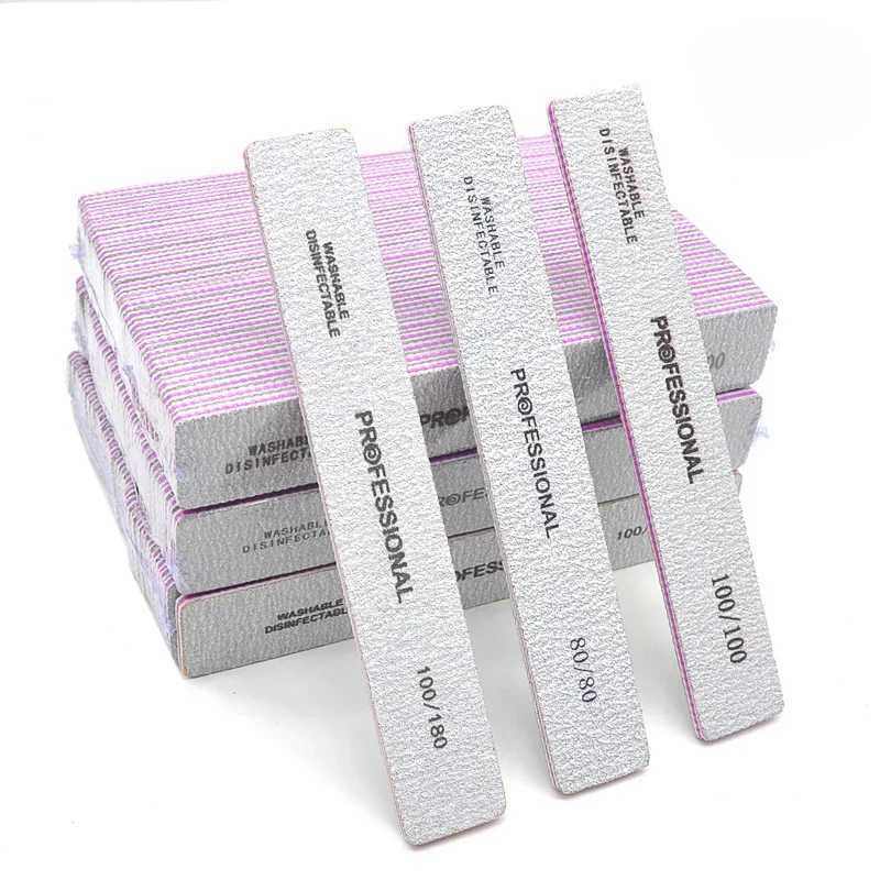 Nail file professional sandpaper 80/100/180 grit double-sided square polishing washable nail file manual tool W240829