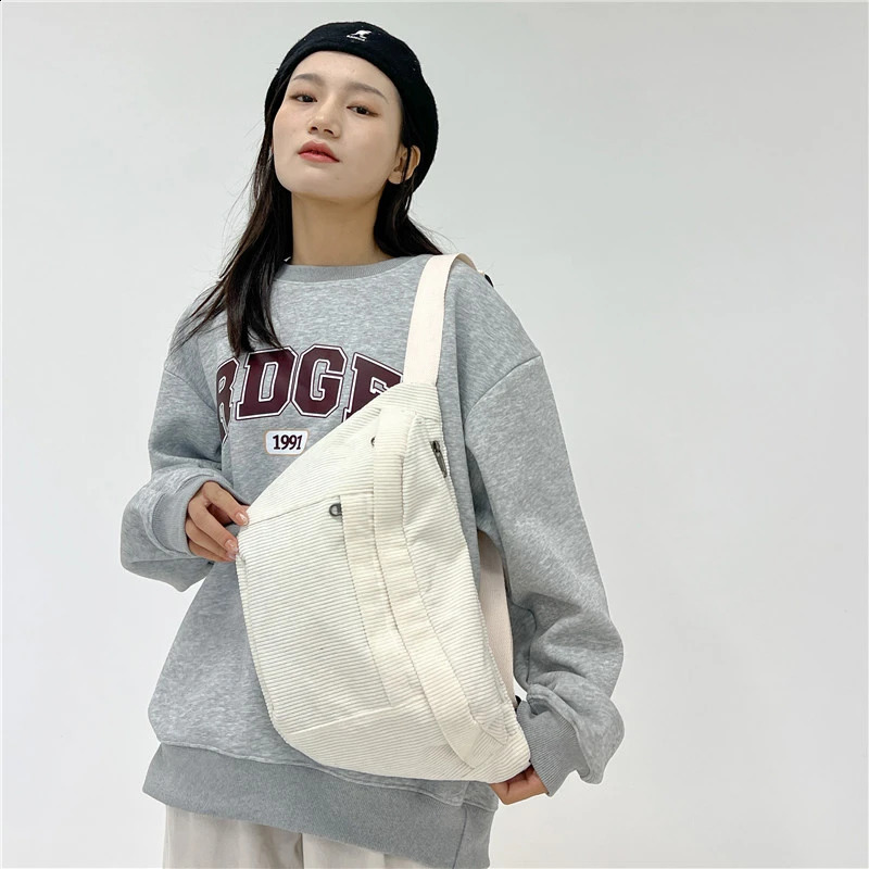Fashion Corduroy Waist Bag Casual Lady packs Phone Pack Large capacity Unisex Crossbody Chest Bags Street Hip hop Belt 240830Z