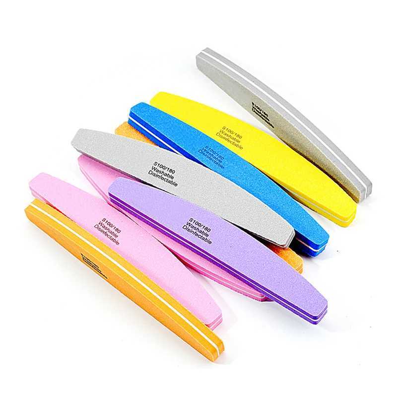 10 pieces/batch Half Moon Double sided Nail File Buffer Solution 100/180 Polishing Grinding Manual Nail Clipper Tool W240829