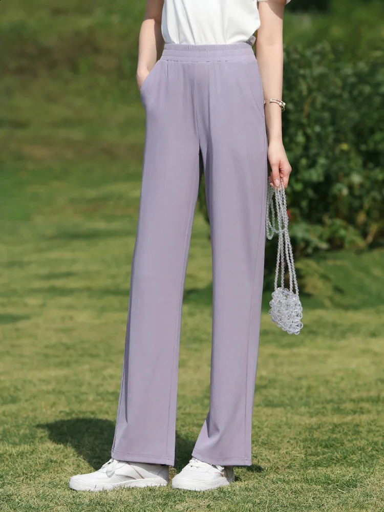 I like your wide leg pants womens springsummer high stretch elastic waisted knitted casual 2241045612 240827